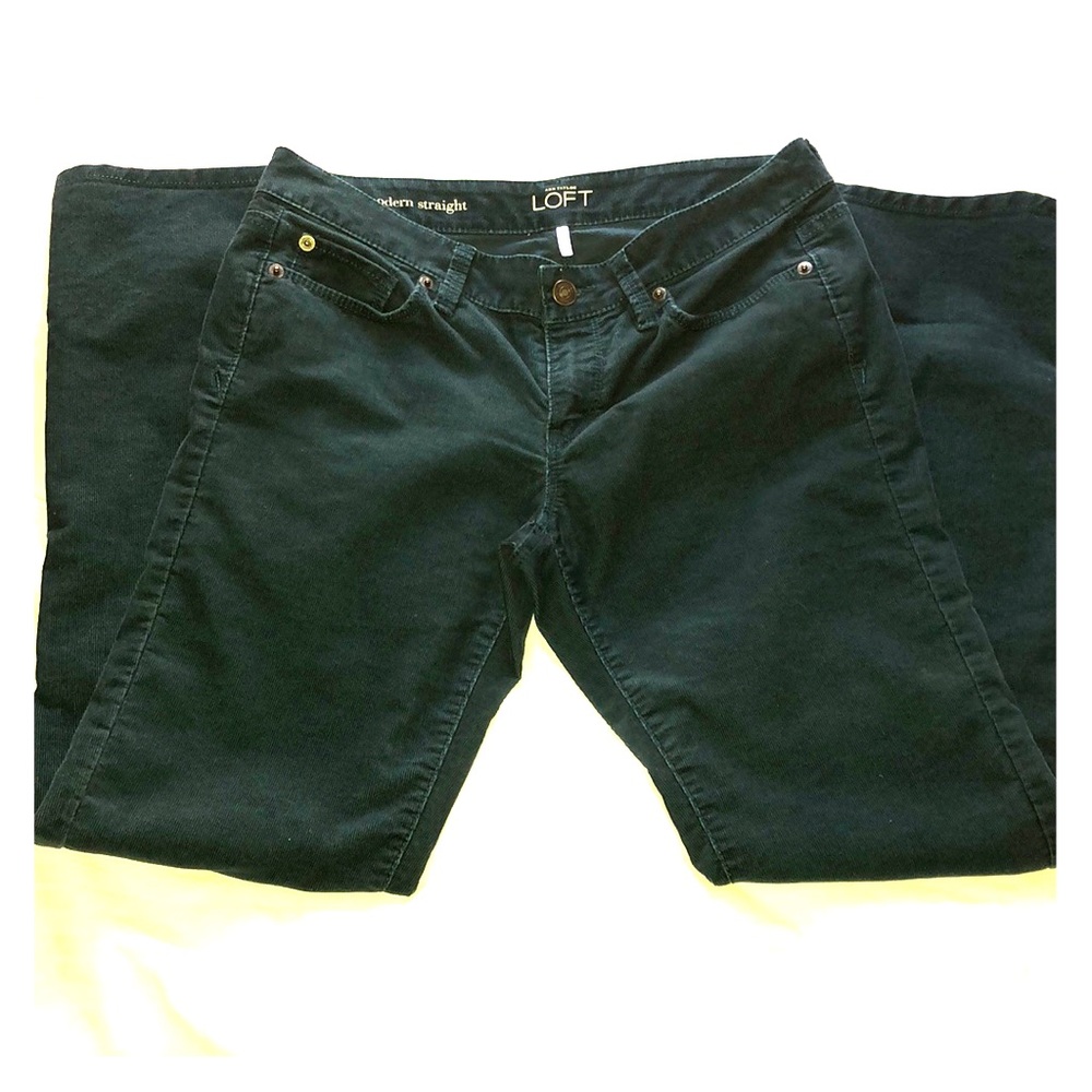 Loft Modern Straight Corduroy Pants Deep Teal 4P